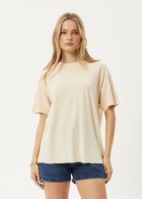 AFENDS Womens Slay - Oversized Tee - Sand - Afends womens slay   oversized tee   sand
