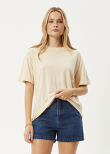 AFENDS Womens Slay - Oversized Tee - Sand - Afends womens slay   oversized tee   sand