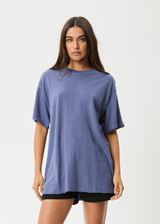 AFENDS Womens Slay - Oversized Tee - Washed Marlin - Afends womens slay   oversized tee   washed marlin