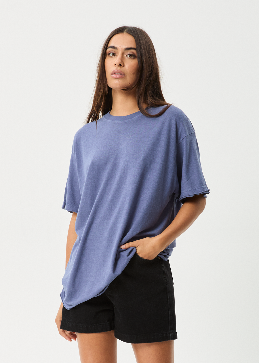 AFENDS Womens Slay - Oversized Tee - Washed Marlin