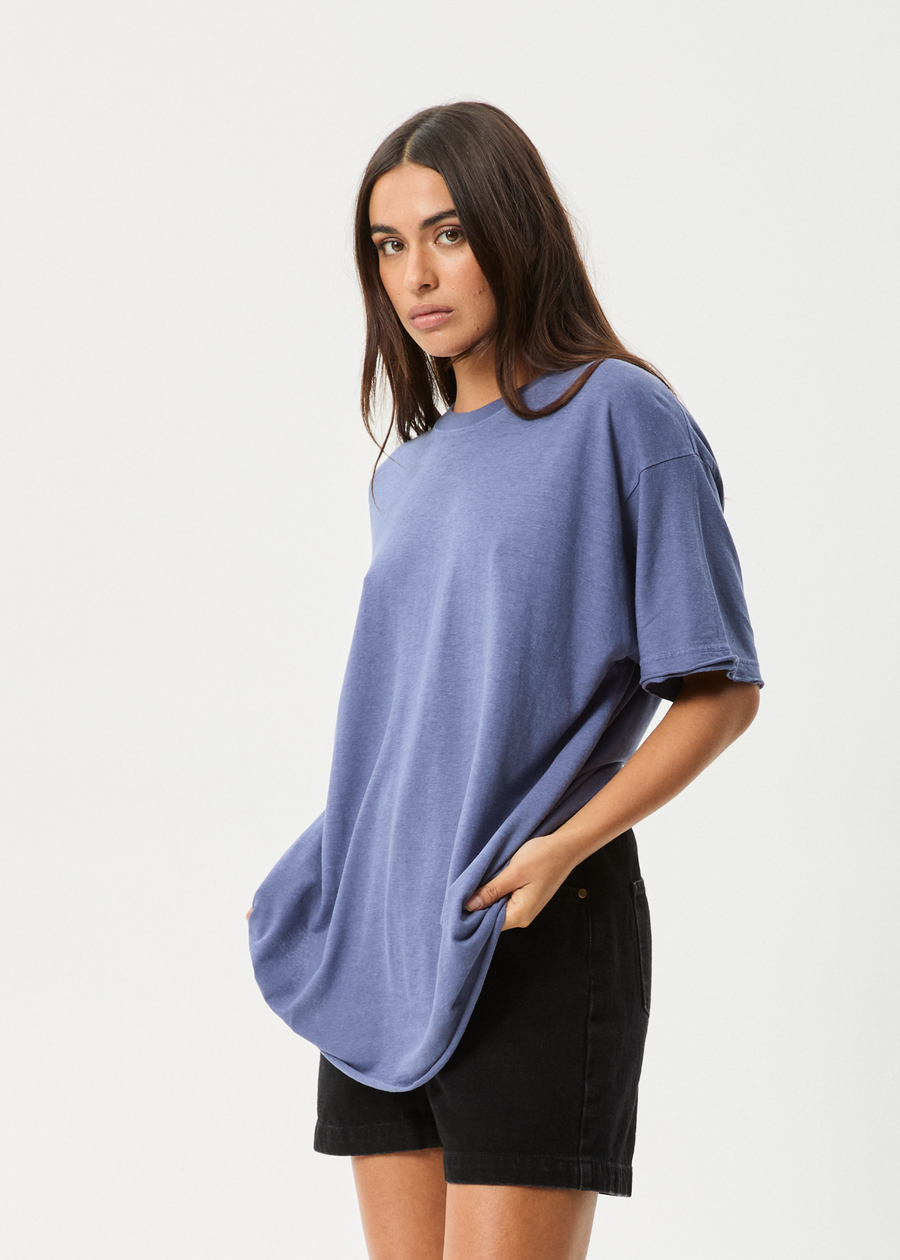 AFENDS Womens Slay - Oversized Tee - Washed Marlin