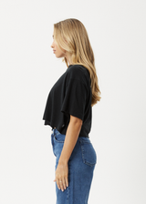 AFENDS Womens Slay Cropped - Oversized Tee - Black - Afends womens slay cropped   oversized tee   black