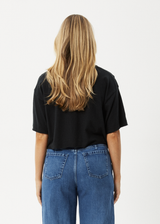 AFENDS Womens Slay Cropped - Oversized Tee - Black - Afends womens slay cropped   oversized tee   black