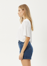 AFENDS Womens Slay Cropped - Oversized Tee - White - Afends womens slay cropped   oversized tee   white