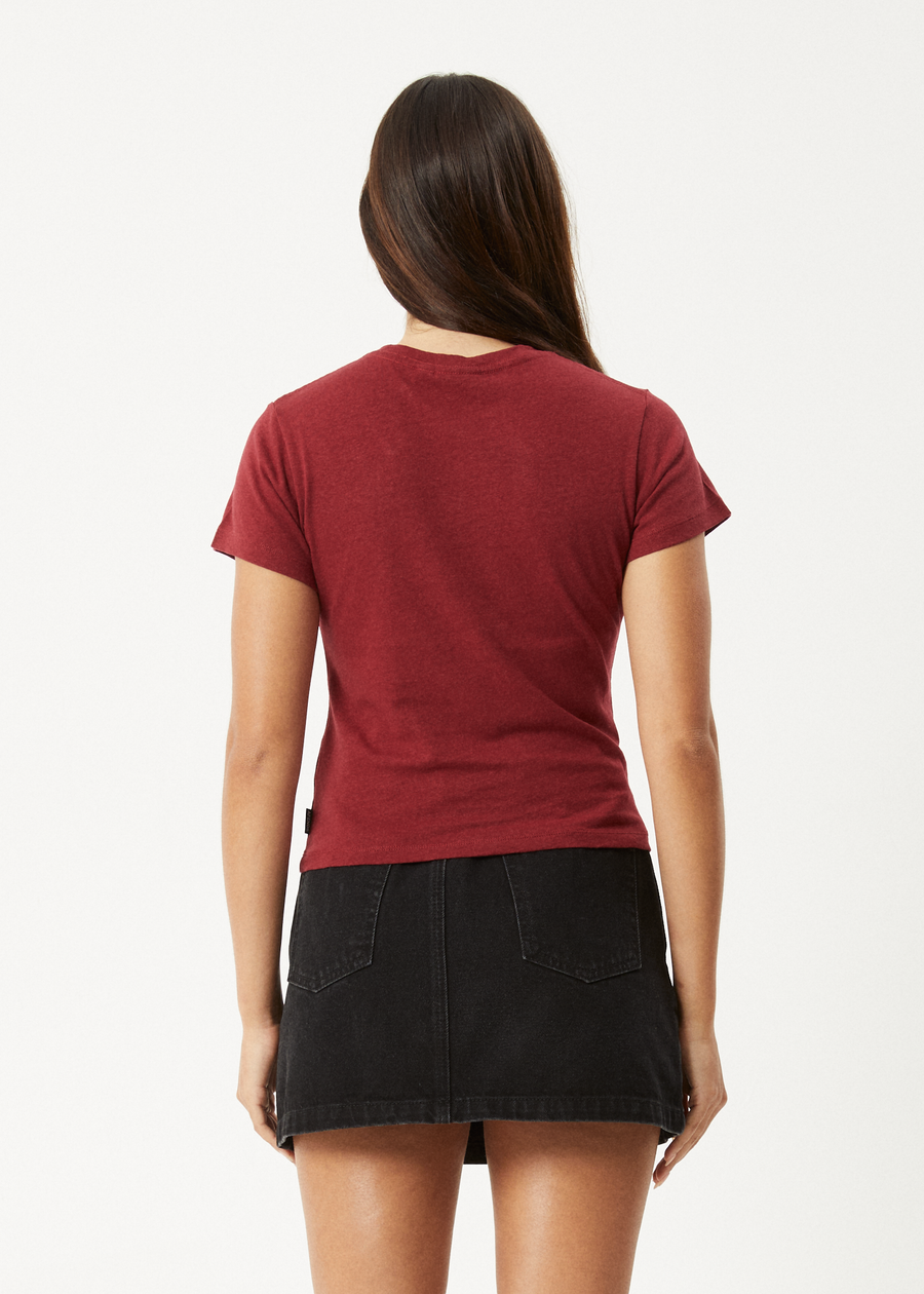 AFENDS Womens Carmen - Baby Tee - Burgundy