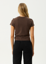 AFENDS Womens Carmen - Baby Tee - Coffee - Afends womens carmen   baby tee   coffee