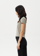 AFENDS Womens Carmen - Baby Tee - Olive - Afends womens carmen   baby tee   olive