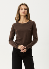 AFENDS Womens Elevate - Long Sleeve Tee - Coffee - Afends womens elevate   long sleeve tee   coffee