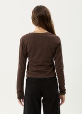 AFENDS Womens Elevate - Long Sleeve Tee - Coffee - Afends womens elevate   long sleeve tee   coffee