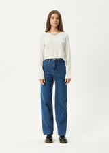 AFENDS Womens Focus - Seersucker Long Sleeve Top - Off White - Afends womens focus   seersucker long sleeve top   off white