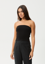 AFENDS Womens Jamie - Rib Tube Top - Black - Afends womens jamie   rib tube top   black