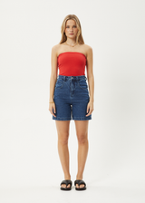 AFENDS Womens Jamie - Rib Tube Top - Tomato - Afends womens jamie   rib tube top   tomato