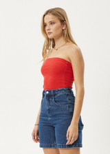 AFENDS Womens Jamie - Rib Tube Top - Tomato - Afends womens jamie   rib tube top   tomato