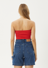 AFENDS Womens Jamie - Rib Tube Top - Tomato - Afends womens jamie   rib tube top   tomato