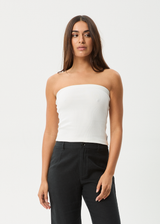 AFENDS Womens Jamie - Rib Tube Top - White - Afends womens jamie   rib tube top   white