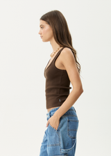 AFENDS Womens Layden - Rib Singlet - Coffee - Afends womens layden   rib singlet   coffee