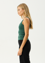 AFENDS Womens Layden - Rib Singlet - Hunter Green - Afends womens layden   rib singlet   hunter green