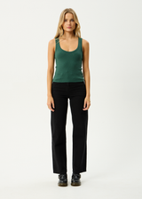 AFENDS Womens Layden - Rib Singlet - Hunter Green - Afends womens layden   rib singlet   hunter green