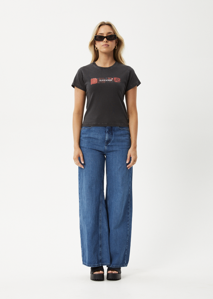 AFENDS Womens Florence - Baby Tee - Stone Black