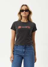 AFENDS Womens Florence - Baby Tee - Stone Black - Afends womens florence   baby tee   stone black