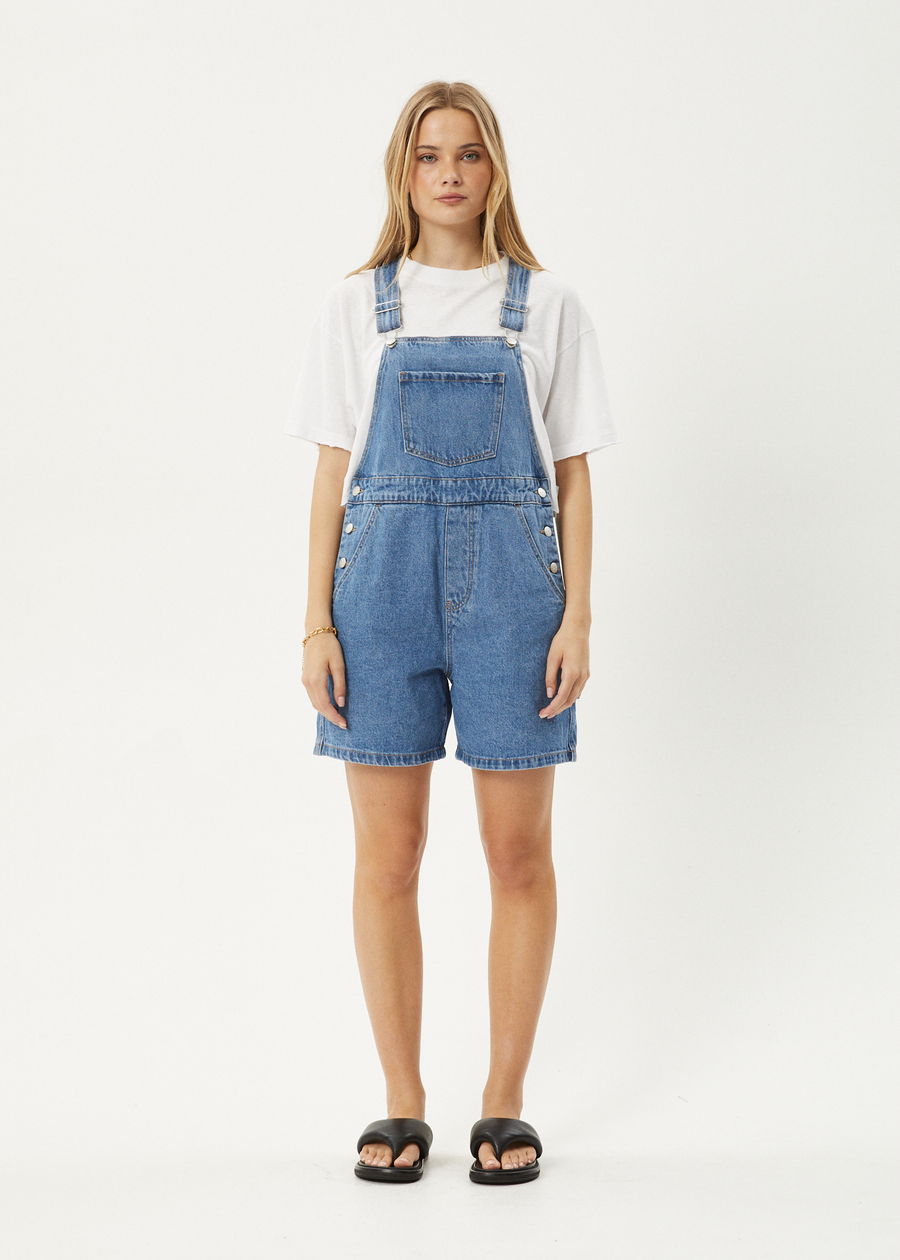 AFENDS Womens Lil Louis - Denim Overall - Worn Blue
