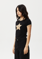 AFENDS Womens Aster - Baby Tee - Black - Afends womens aster   baby tee   black