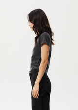 AFENDS Womens Burnt - Baby Tee - Stone Black - Afends womens burnt   baby tee   stone black