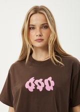 AFENDS Womens Alohaz - Slay Cropped Tee - Coffee - Afends womens alohaz   slay cropped tee   coffee