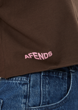 AFENDS Womens Alohaz - Slay Cropped Tee - Coffee - Afends womens alohaz   slay cropped tee   coffee