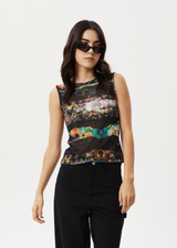 AFENDS Womens Astral - Sheer Tank - Black - Afends womens astral   sheer tank   black 