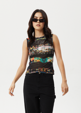 AFENDS Womens Astral - Sheer Tank - Black - Afends womens astral   sheer tank   black 