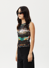 AFENDS Womens Astral - Sheer Tank - Black - Afends womens astral   sheer tank   black 