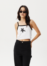 AFENDS Womens Nova - Cropped Singlet - White - Afends womens nova   cropped singlet   white 