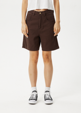 AFENDS Womens Emilie - Canvas Workwear Short - Coffee - Afends womens emilie   canvas workwear short   coffee