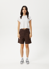AFENDS Womens Emilie - Canvas Workwear Short - Coffee - Afends womens emilie   canvas workwear short   coffee