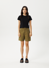AFENDS Womens Emilie - Canvas Workwear Short - Military - Afends womens emilie   canvas workwear short   military