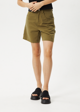 AFENDS Womens Emilie - Canvas Workwear Short - Military - Afends womens emilie   canvas workwear short   military