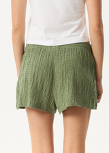 AFENDS Womens Focus - Seersucker Boxer Short - Oil Green - Afends womens focus   seersucker boxer short   oil green