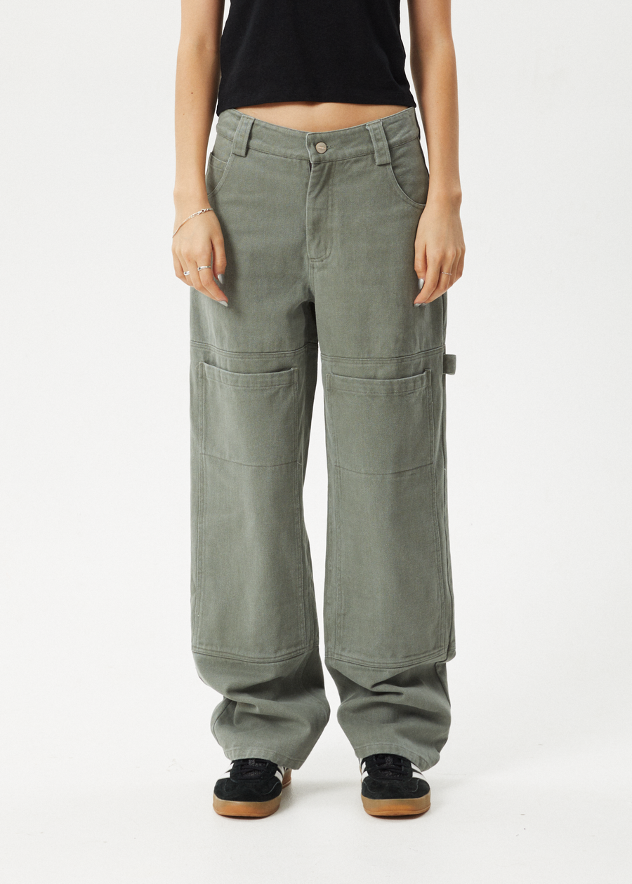 AFENDS Womens Moss - Workwear Pant - Olive