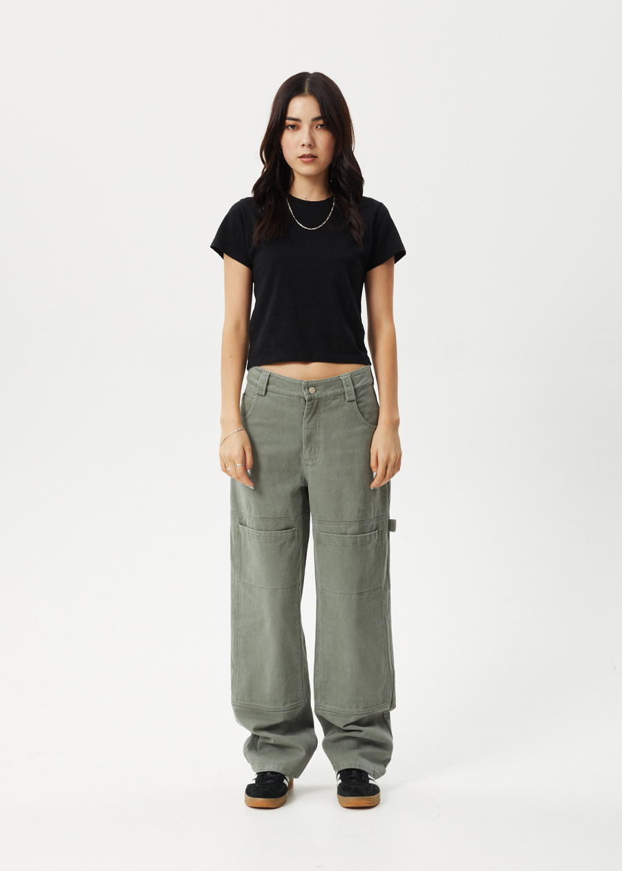 AFENDS Womens Moss - Workwear Pant - Olive