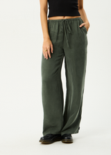 AFENDS Womens Gerry - Cupro Pant - Deep Green - Afends womens gerry   cupro pant   deep green