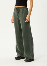 AFENDS Womens Gerry - Cupro Pant - Deep Green - Afends womens gerry   cupro pant   deep green