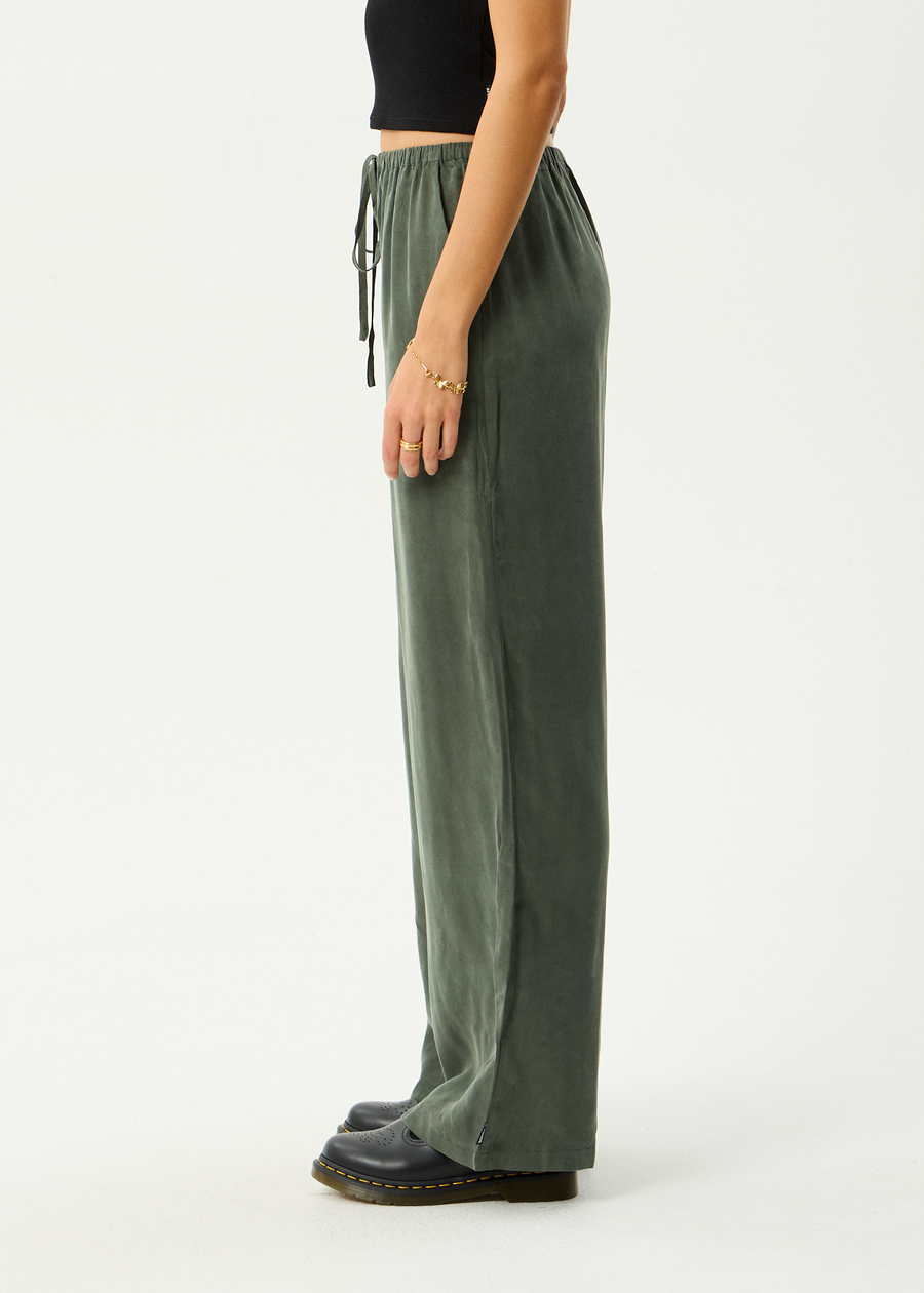 AFENDS Womens Gerry - Cupro Pant - Deep Green