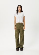 AFENDS Womens Roads - Workwear Pant - Military - Afends womens roads   workwear pant   military