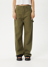 AFENDS Womens Roads - Workwear Pant - Military - Afends womens roads   workwear pant   military