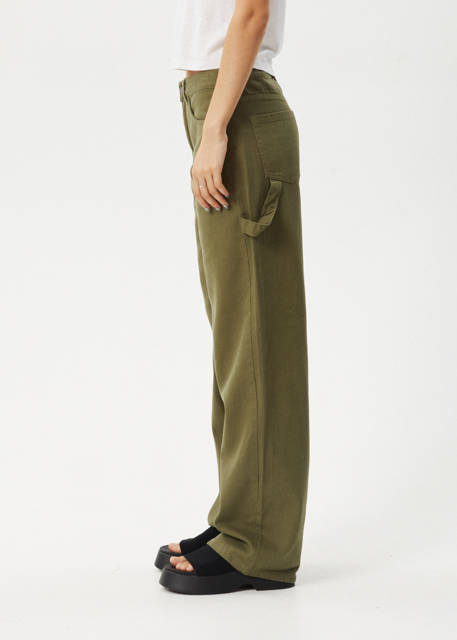 AFENDS Womens Roads - Workwear Pant - Military