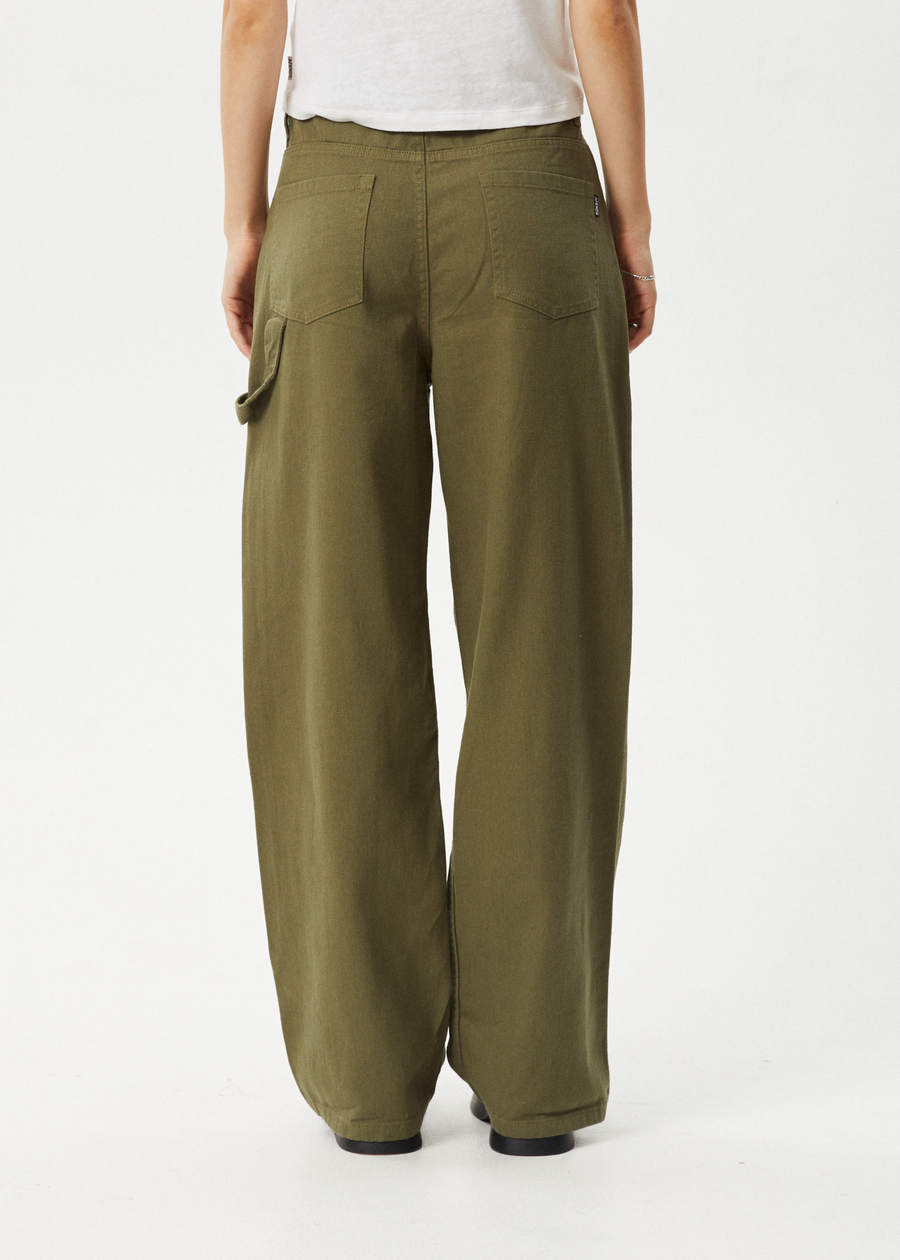 AFENDS Womens Roads - Workwear Pant - Military