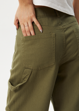 AFENDS Womens Roads - Workwear Pant - Military - Afends womens roads   workwear pant   military