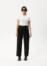 AFENDS Womens Estrella - Denim Wide Leg Jean - Black - Afends womens estrella   denim wide leg jean   black