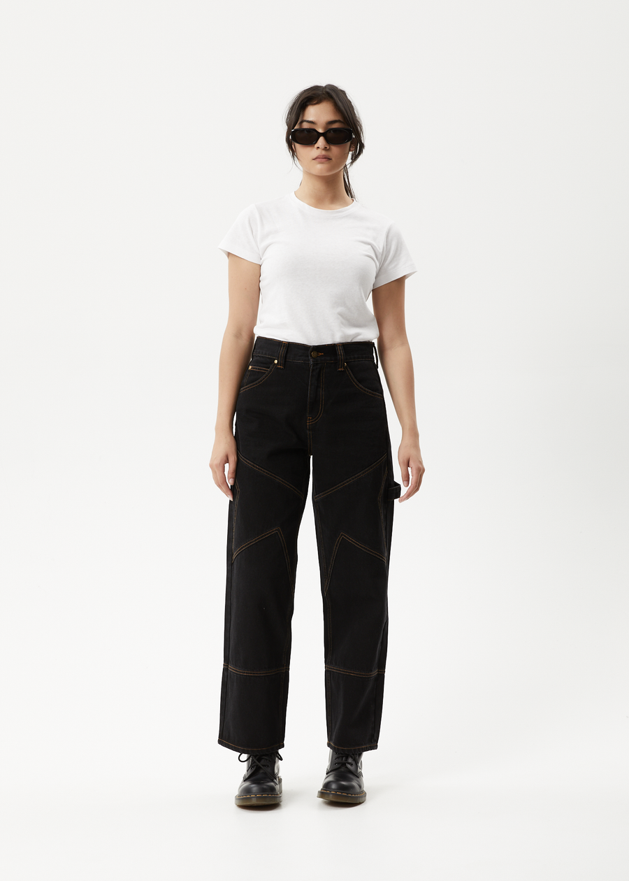 AFENDS Womens Estrella - Denim Wide Leg Jean - Black